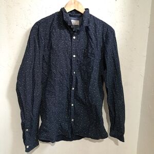 Jack & Jones | Navy blue patterned button up men's dress shirt